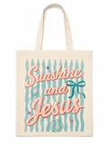 Sunshine and Jesus Retro Tote Beach Bag