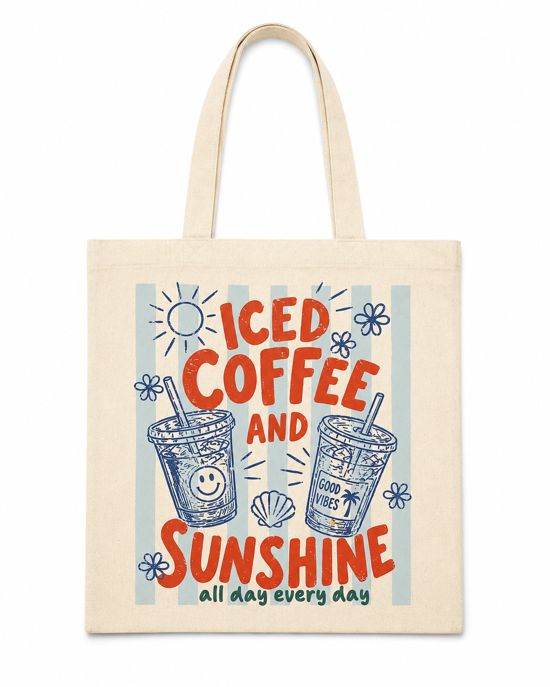 Iced Coffee and Sunshine Retro Beach Bag